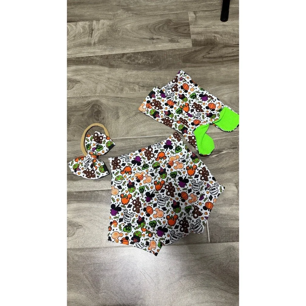 NEW Boutique Disney Mickey Minnie Mouse Ice Cream Bloomers Headband Socks 12-18